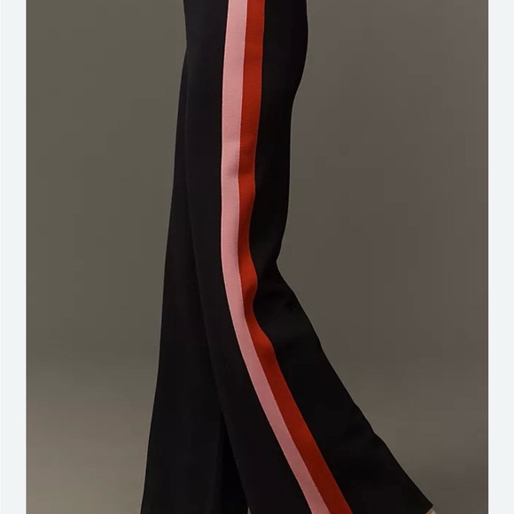 Maeve Pants - Maeve Black Joggers with Red and Pink Stripes